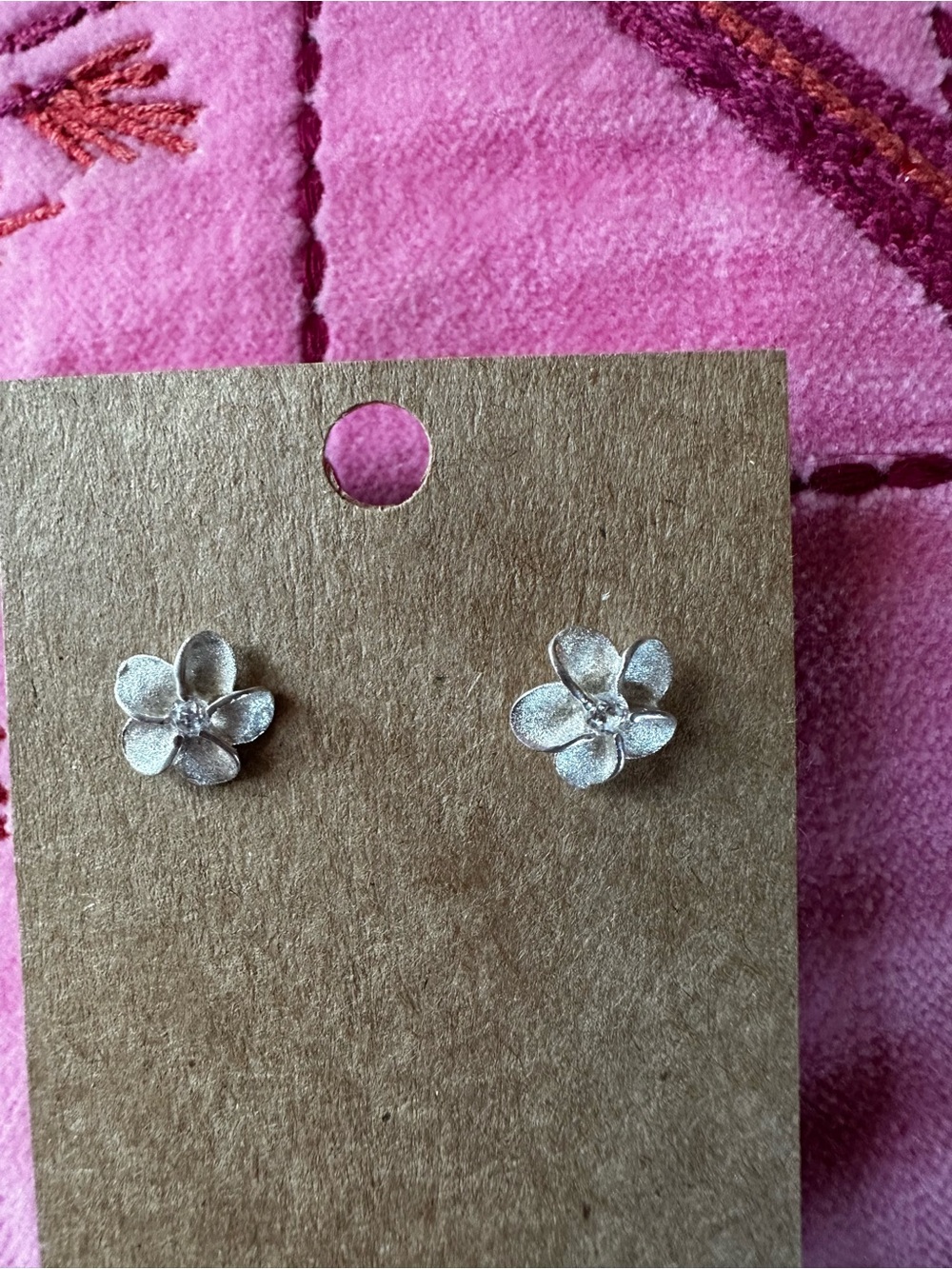 Fine Hawaiian 925 Sterling Silver Plumeria Flower Stud Earrings Estate Jewelry